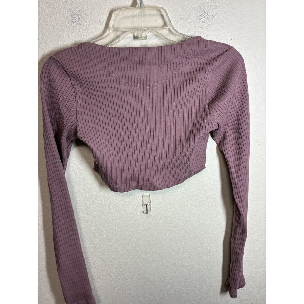 Adidas Knit Crop Top Athletic Casual Gym Yoga Workout Mauve Size Small BC9 - Picture 2 of 5